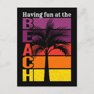 Summer Vacation Having Fun at the Beach Retro Postcard