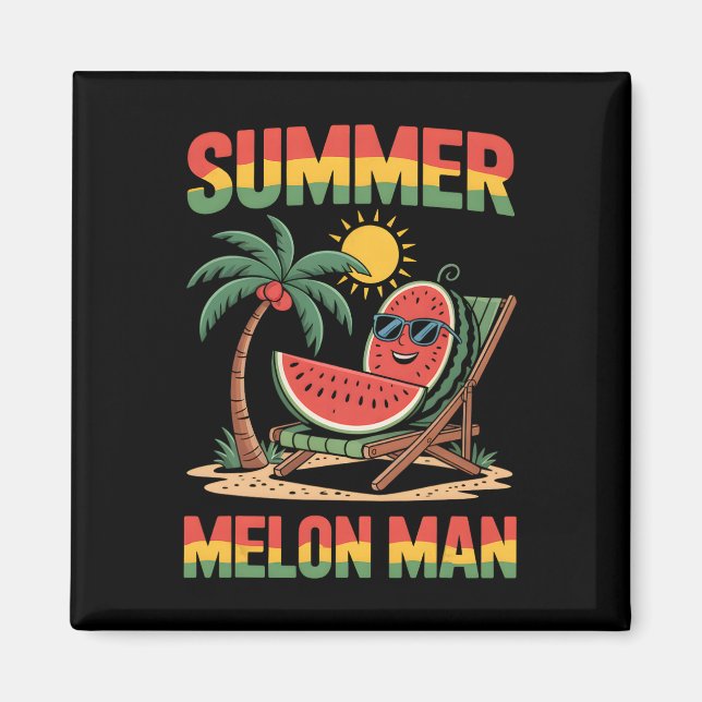 Summer Vacation Holiday Watermelon Beach Deck Chai Magnet (Front)
