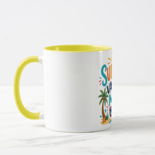 Summer Vacation Mode On Mug | Colourful Tropical  (Left)