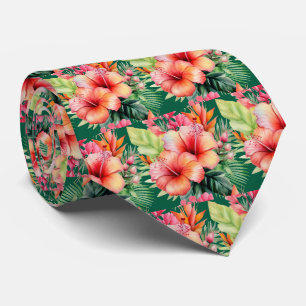 Summer Vacation Neck Tie   Tropical Hibiscus