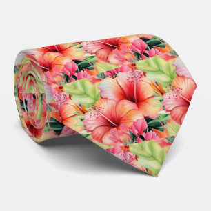 Summer Vacation Neck Tie   Tropical Hibiscus