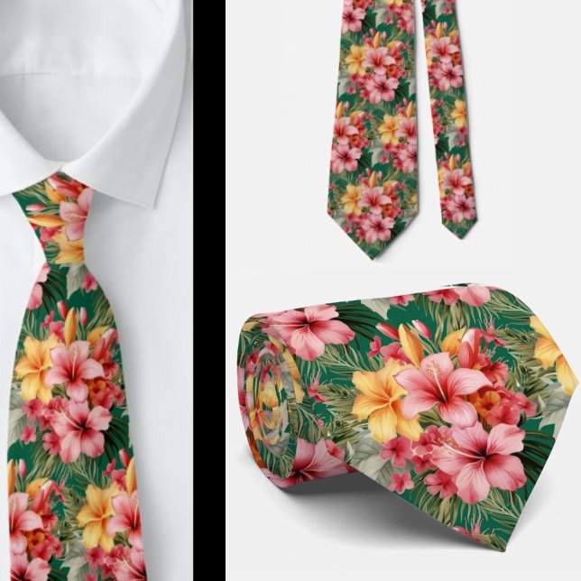 Summer Vacation Neck Tie | Tropical Hibiscus  (Creator Uploaded)