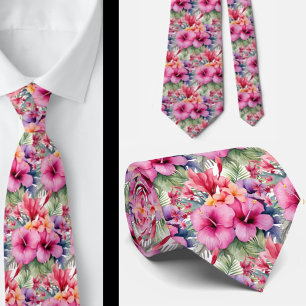 Summer Vacation Neck Tie   Tropical Hibiscus 