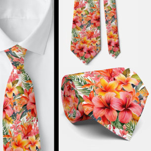 Summer Vacation Neck Tie   Tropical Hibiscus 