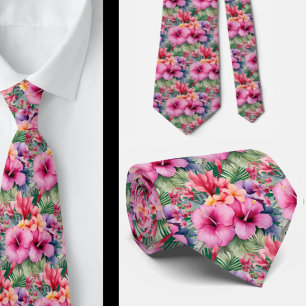 Summer Vacation Neck Tie   Tropical Hibiscus 
