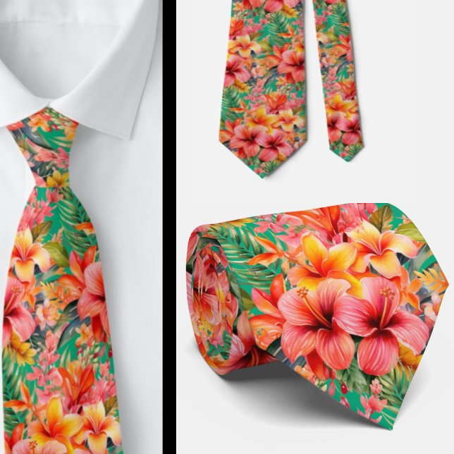 Summer Vacation Neck Tie | Tropical Hibiscus  (Creator Uploaded)