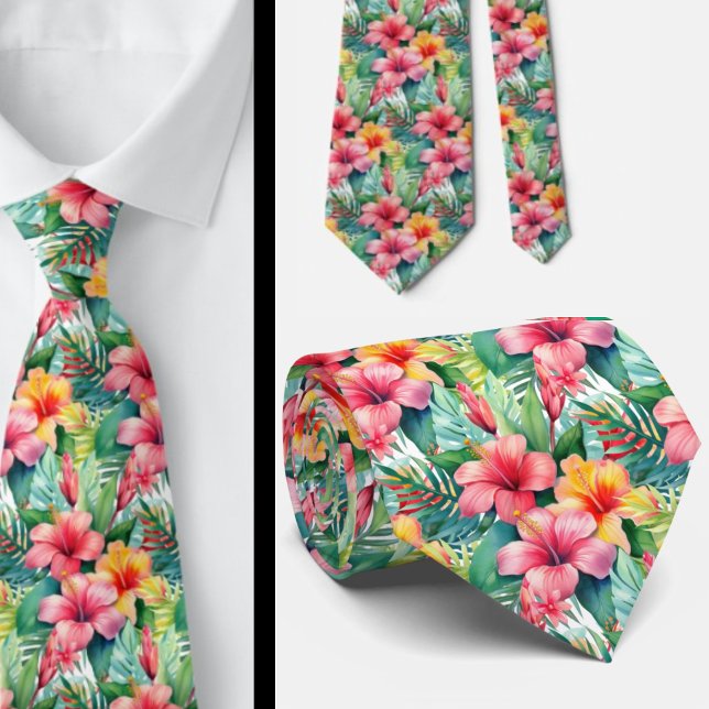 Summer Vacation Neck Tie | Tropical Hibiscus  (Creator Uploaded)