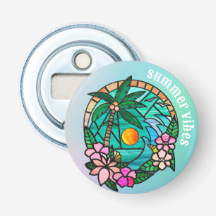 Summer Vacation Ocean Beach at Sunset Bottle Opener