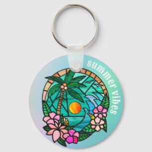 Summer Vacation Ocean Beach at Sunset Key Ring