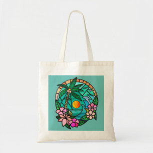 Summer vacation ocean beach at sunset tote bag