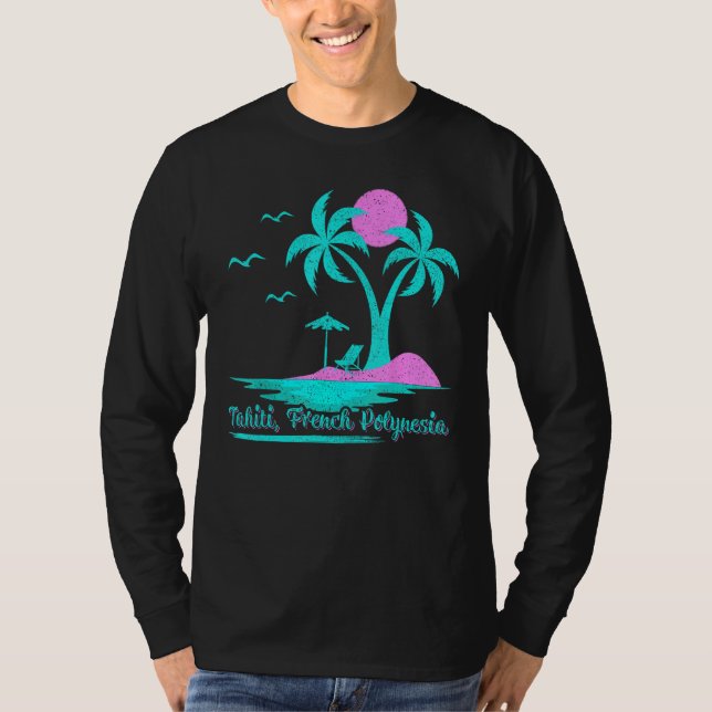 Summer Vacation Palm Tree French Polynesia Tahiti  T-Shirt (Front)