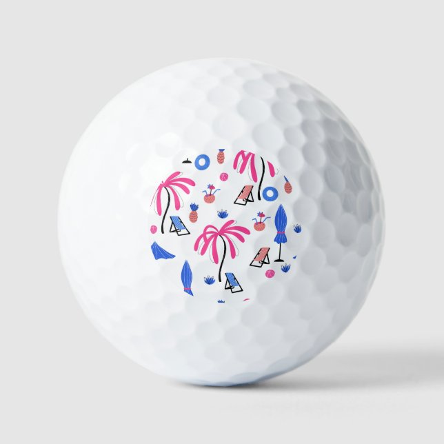 Summer Vacation: Palm Trees Pineapples Pattern Golf Balls (Front)
