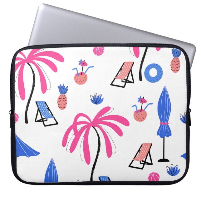 Summer Vacation: Palm Trees Pineapples Pattern Laptop Sleeve (Front)