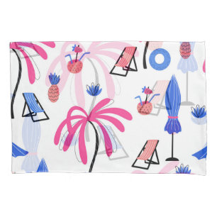 Summer Vacation: Palm Trees Pineapples Pattern Pillowcase