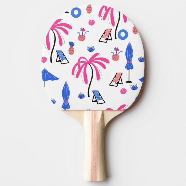 Summer Vacation: Palm Trees Pineapples Pattern Ping Pong Paddle (Front)