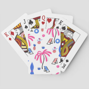 Summer Vacation: Palm Trees Pineapples Pattern Playing Cards