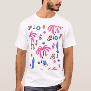 Summer Vacation: Palm Trees Pineapples Pattern T-Shirt