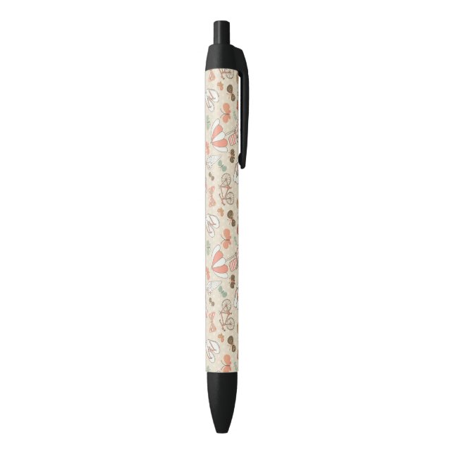 Summer Vacation Pattern Black Ink Pen (Bottom (Vertical))
