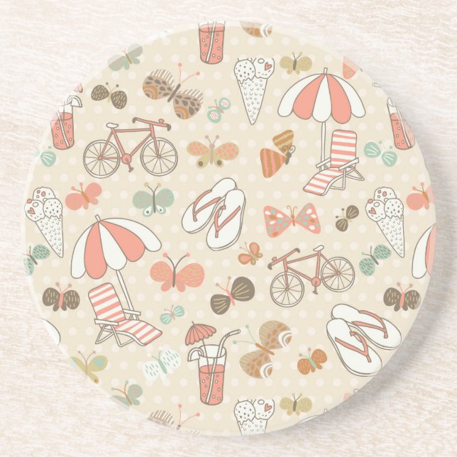 Summer Vacation Pattern Coaster (Front)