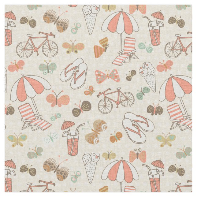 Summer Vacation Pattern Fabric (Close Up)