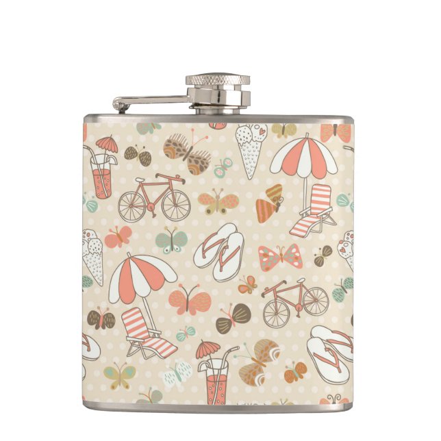 Summer Vacation Pattern Hip Flask (Front)