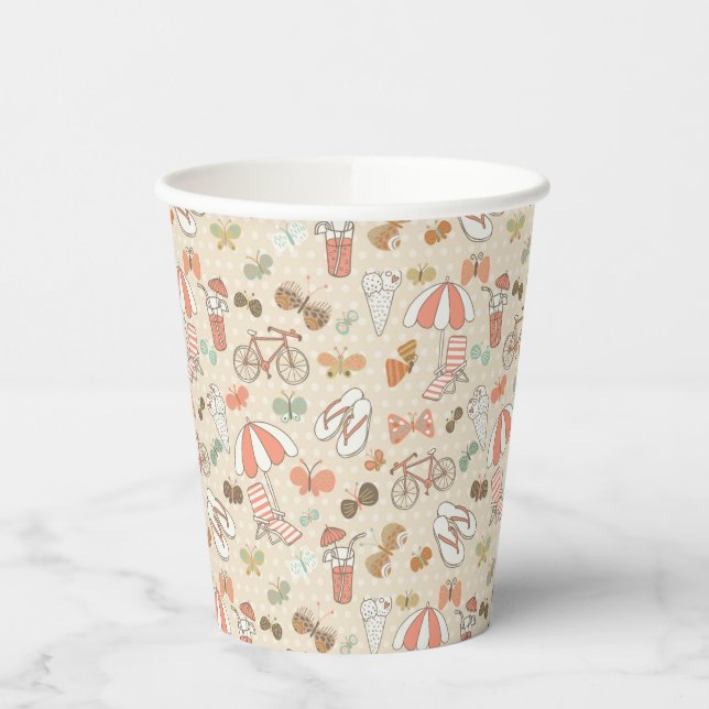 Summer Vacation Pattern Paper Cups (Left)