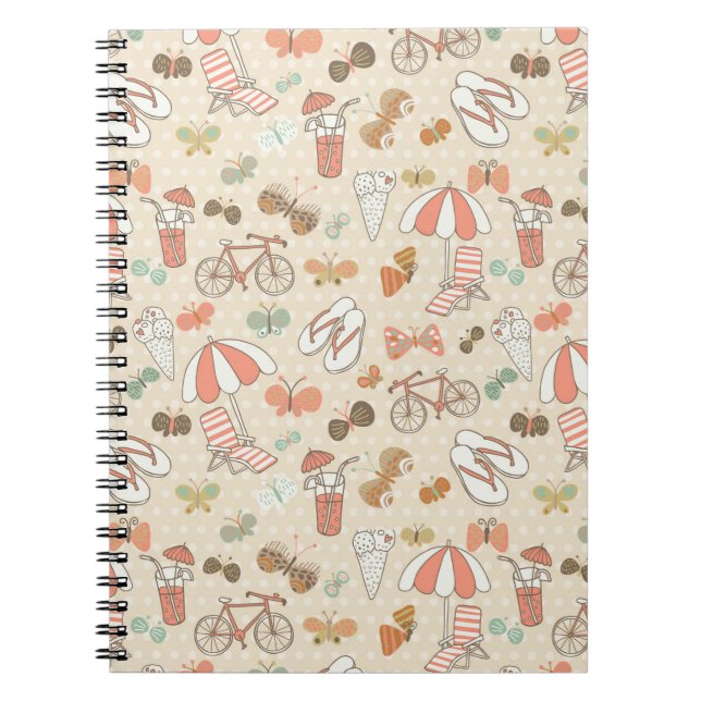 Summer Vacation Pattern Spiral Notebook (Front)