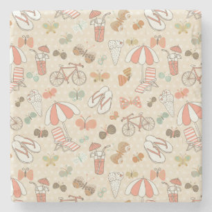 Summer Vacation Pattern Stone Coaster