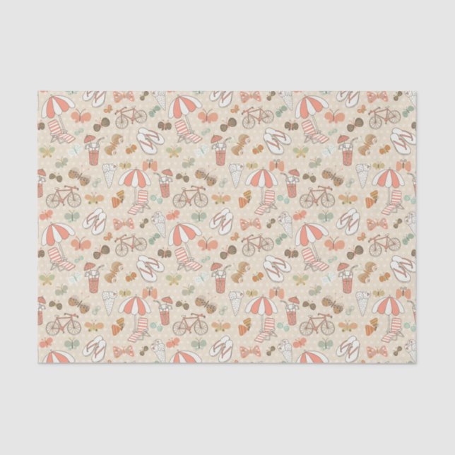 Summer Vacation Pattern Tissue Paper (Front)