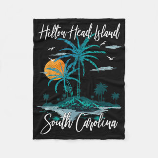 Summer Vacation Retro South Carolina Hilton Head I Fleece Blanket