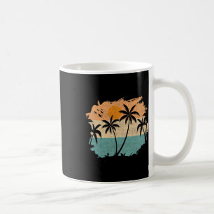 Summer Vacation Retro Sunset Beach Palms Tree Pock Coffee Mug