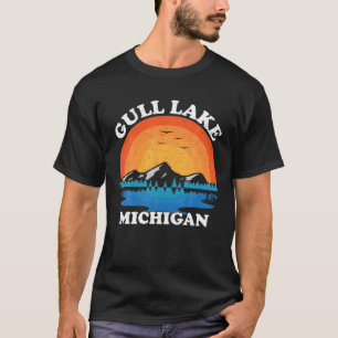 Summer Vacation Retro Sunset Michigan Gull Lake T-Shirt