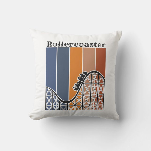 Summer Vacation Riding the Rollercoaster Retro Cushion (Front)