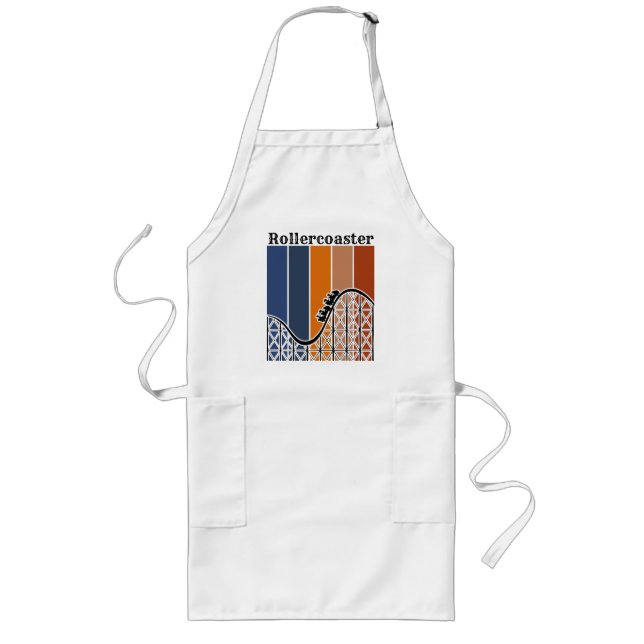 Summer Vacation Riding the Rollercoaster Retro Long Apron (Front)