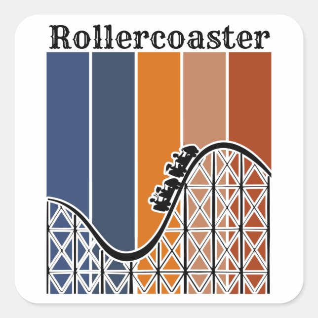 Summer Vacation Riding the Rollercoaster Retro Square Sticker (Front)