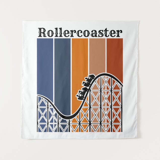 Summer Vacation Riding the Rollercoaster Retro Tapestry (Front)