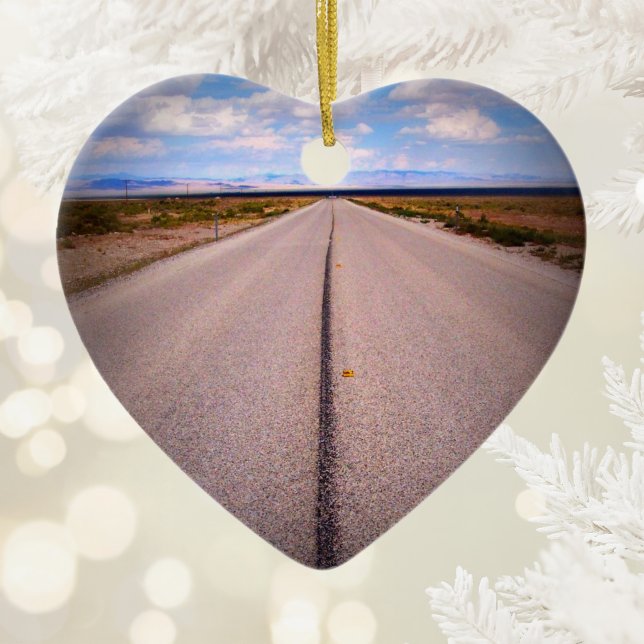 Summer Vacation Road Trip Two-Sided Photo Ceramic Tree Decoration (Summer Vacation Road Trip Two-Sided Photo Ceramic Ornament)