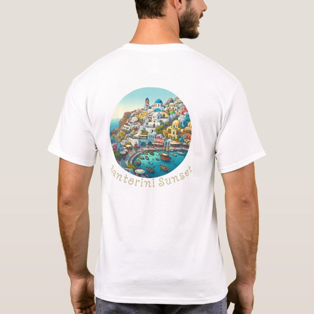 summer vacation Santorini Greece"santorini sunset" T-Shirt (Back)