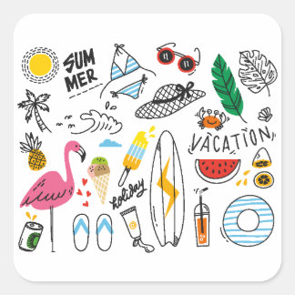 Summer vacation square sticker