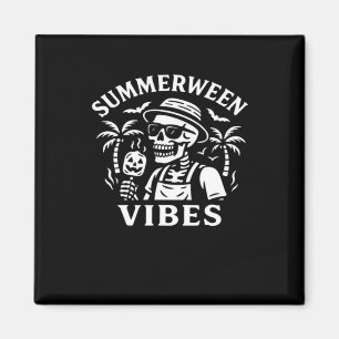 Summer Vacation Summerween Vibes Skeleton Hallowee Magnet