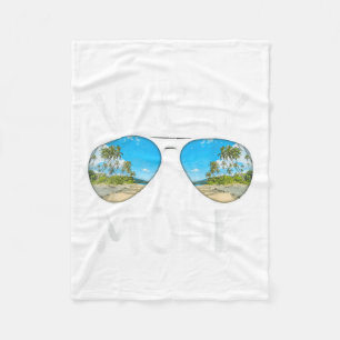Summer Vacation Sunglasses Palm Tree Beach Vacay Fleece Blanket