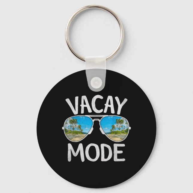 Summer Vacation Sunglasses Palm Tree Beach Vacay Key Ring (Front)