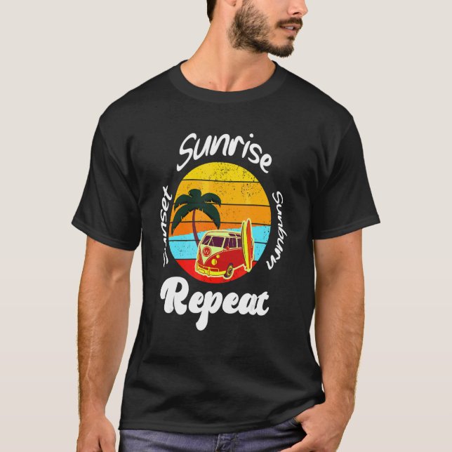 Summer Vacations Sunrise Sunburn Sunset Repeat Ret T-Shirt (Front)