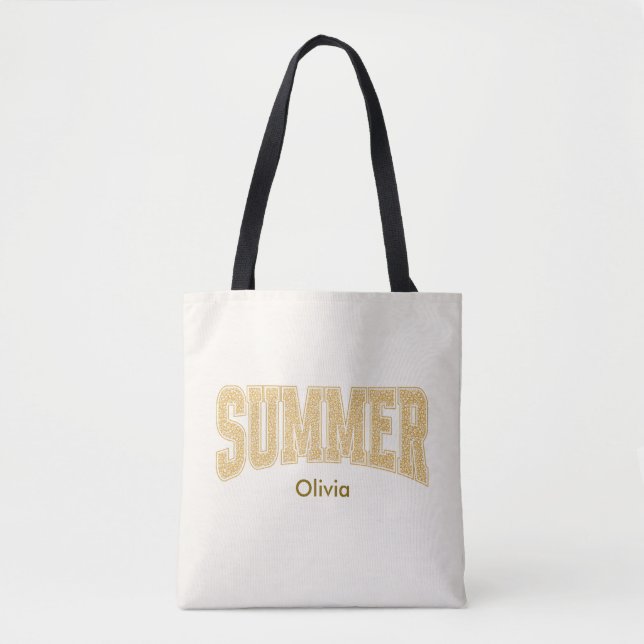 SUMMER Varsity Sunset Ditzy Floral  Tote Bag (Front)