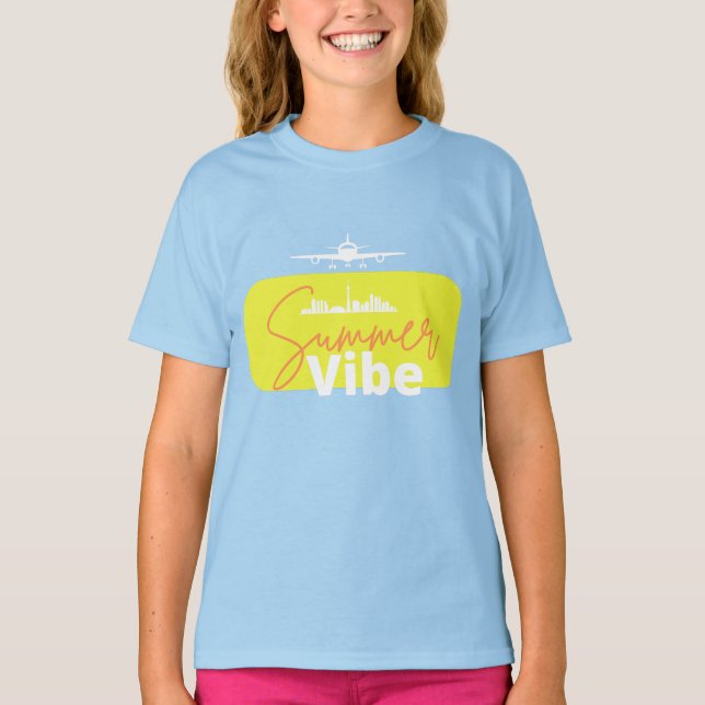 Summer Vibe cute blue colourful design summer wear T-Shirt (Front)