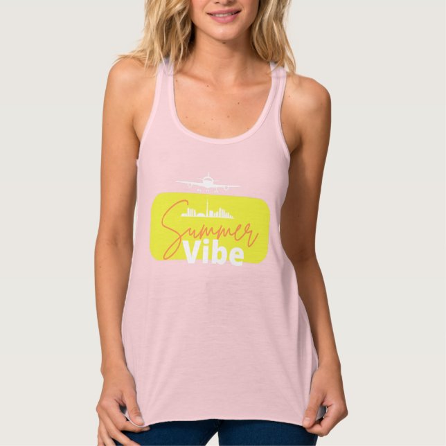 Summer Vibe cute pink colourful design summer Singlet (Front)