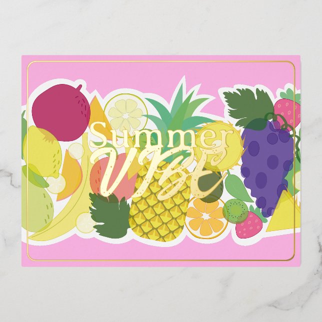 Summer vibe. foil holiday postcard (Front)