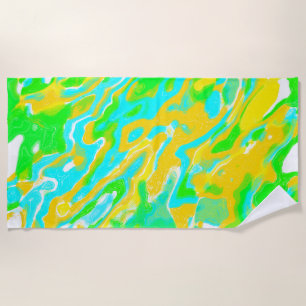 Summer Vibe Marble Texture Liquid Paint Mixture Beach Towel