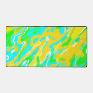 Summer Vibe Marble Texture Liquid Paint Mixture Desk Mat