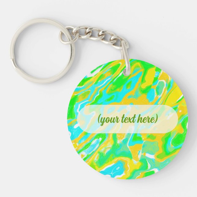 Summer Vibe Marble Texture Liquid Paint Mixture Key Ring (Front)